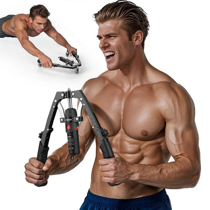 3 in 1 Adjustable Chest Twister & Arm Trainer with Ab Roller for Home Gym