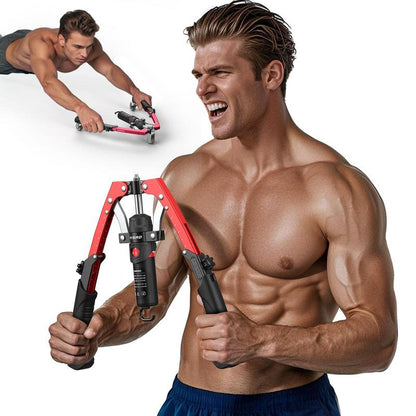 3 in 1 Adjustable Chest Twister & Arm Trainer with Ab Roller for Home Gym