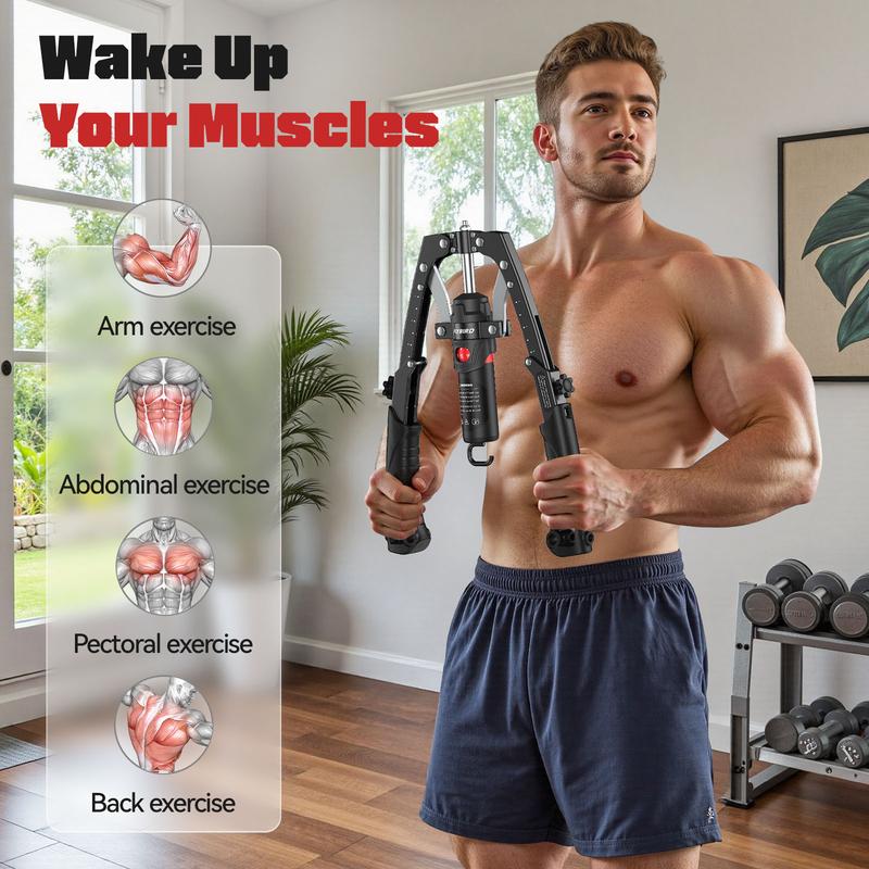 3 in 1 Adjustable Chest Twister & Arm Trainer with Ab Roller for Home Gym