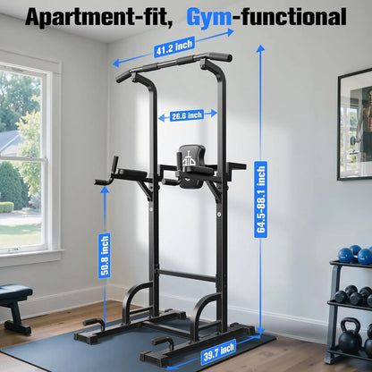 Adjustable Power Tower Pull Up & Dip Station for Full Body Workout