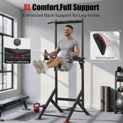 Adjustable Power Tower Pull Up & Dip Station for Full Body Workout
