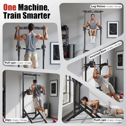 Adjustable Power Tower Pull Up & Dip Station for Full Body Workout