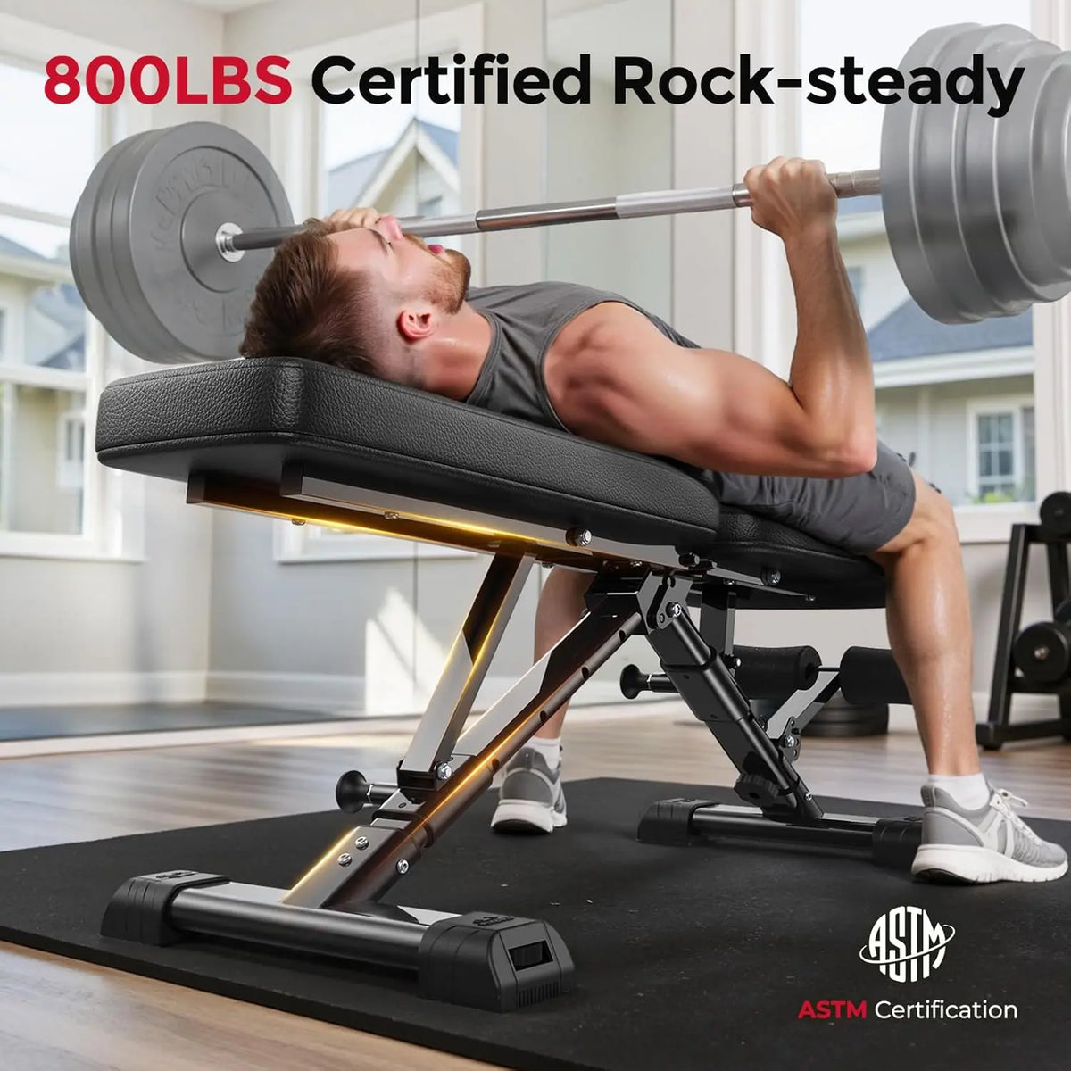 Adjustable Foldable Weight Bench for Home Gym 800 lbs Capacity