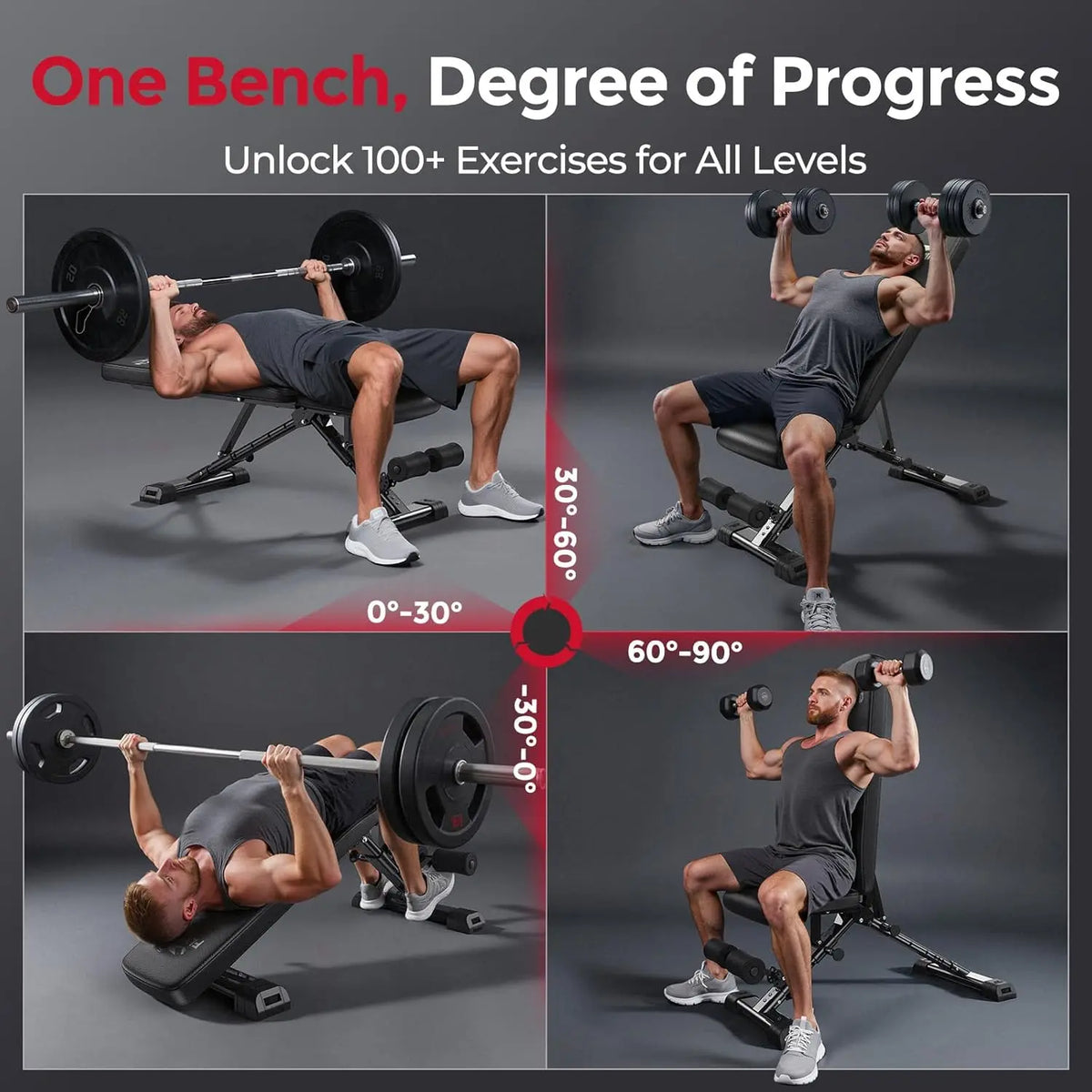 Adjustable Foldable Weight Bench for Home Gym 800 lbs Capacity