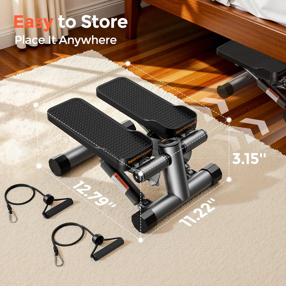 Twist Mini Stair Stepper with Resistance Bands for Full Body Workout