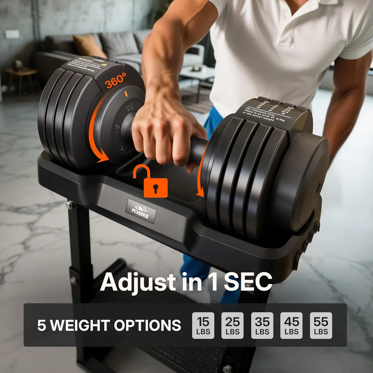 5 in 1 Adjustable Dumbbell with Fast Weight Change for Home Gym