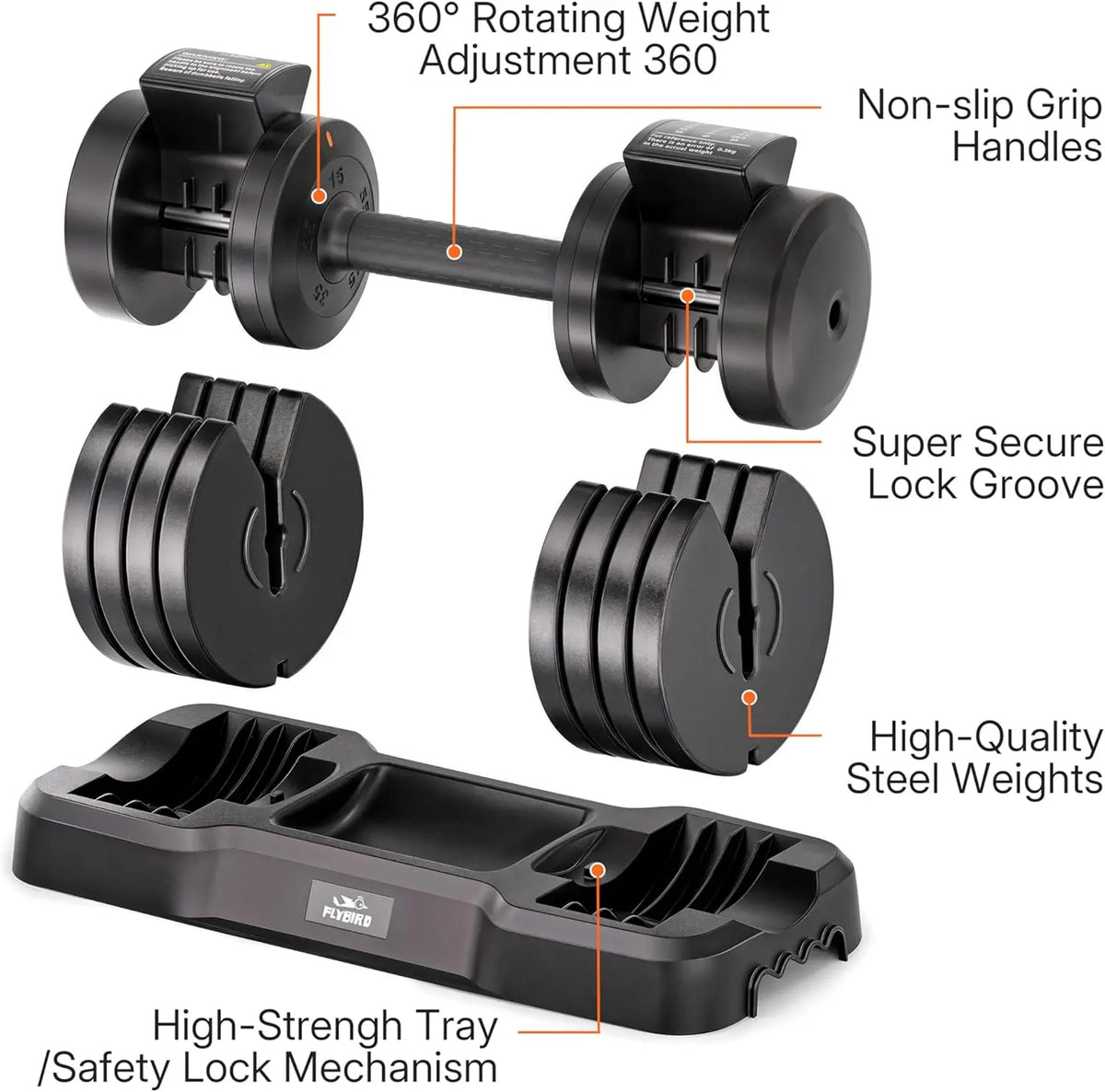 5 in 1 Adjustable Dumbbell with Fast Weight Change for Home Gym